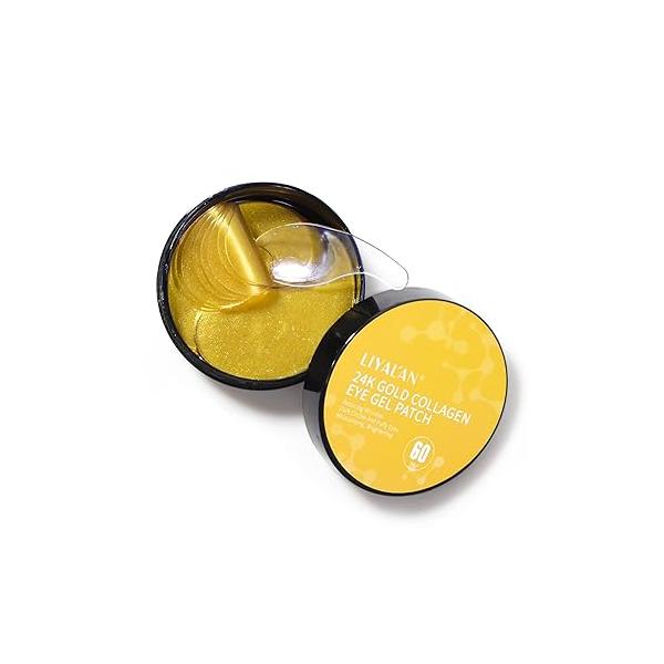 LIYALAN 24K Gold Under Eye Patches for Dark Circles and Puffiness Mask Skin Care Products Puffy Eyes Beauty Women 60Pcs