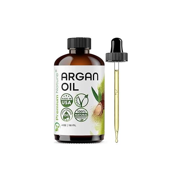 Premium Nature Argan Oil for Hair Virgin 100% Pure Cold Pressed Argon Serum For Stimulate Growth Dry and Damaged Skin Body Moisturizer Nails Protector 4 oz