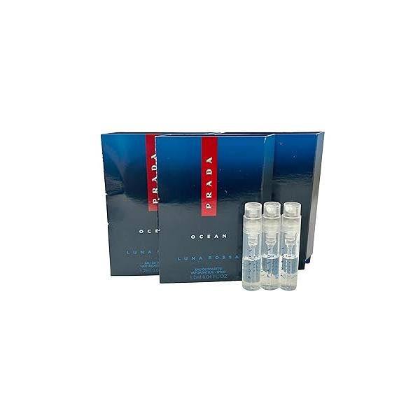 Prada OCEAN Luna Rossa EDT Sample Perfume Men Spray MINI SMALL Travel Size 1.2 ML / 0.04 - set of 3