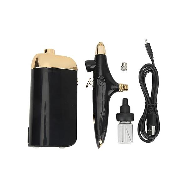 Fafeicy Oxygen Facial Airbrush, Infusion Spray Double Gravity Trigger Salon Beauty Device, Home (Black Set)