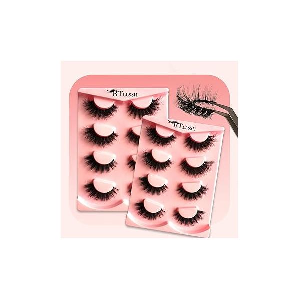 Strip Lashes - Faux Mink Eyelashes Vegan Weightless Fluffy Reusable Mink-Like for Vivid 3D Effect Easy to Apply False Extensions