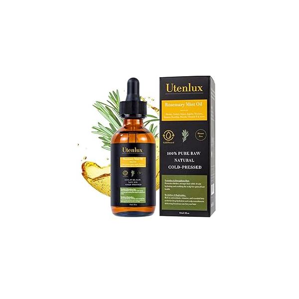 Rosemary Oil for Hair Growth, Organic Growth Oil, Cold Pressed, Infused with Mint, Biotin, Argan, Jojoba, Tea Tree, Rosehip, Marula Oils & Vitamin E, 2 oz