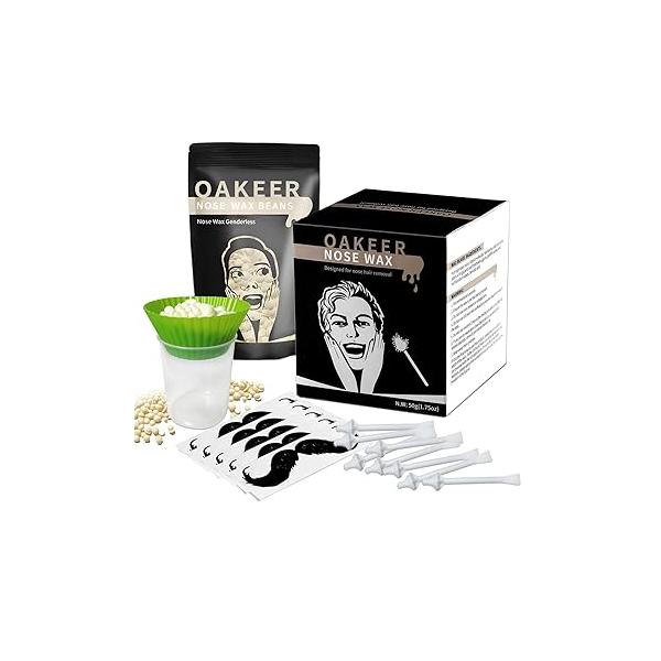 Oakeer Nose Hair Remover Kit with 30 Wax Sticks for Men and Women - 100g At-Home Removal