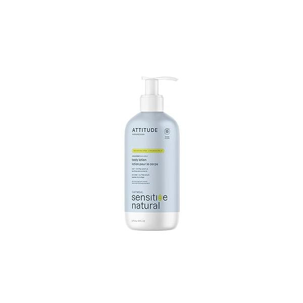 ATTITUDE Body Lotion for Sensitive Skin with Oat, EWG Verified, Dermatologically Tested, Vegan, Extra Gentle, Unscented, 16 Fl Oz