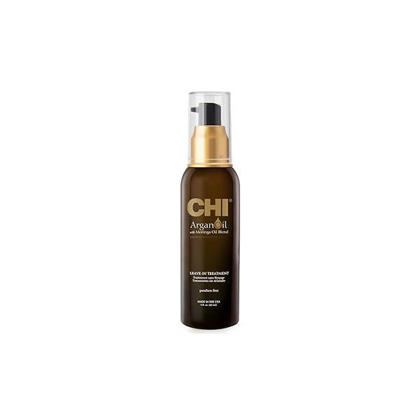 CHI Argan Oil Leave In Treatment, Plus Moringa Oil, Lightweight Formula To Moisturize Dull & Damaged Hair, Sulfate Paraben-Free, 3 Oz