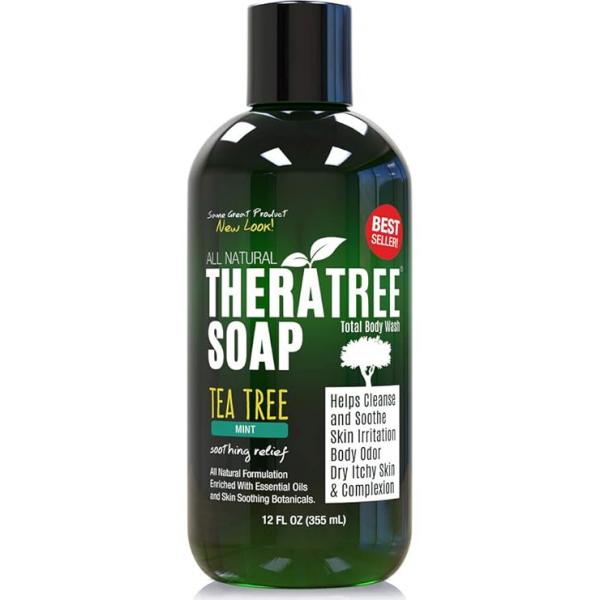 TheraTree Tea Tree Oil Soap with Neem - 12oz Helps Skin Irritation, Body Odor, & Restore Healthy Complexion for and Face
