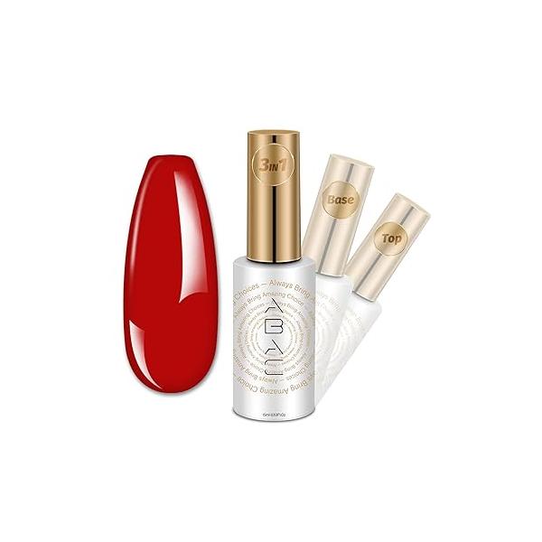 One-step Hema Free Gel Nail Polish 15ml Full-size Cherry Red Color Soak Off LED Set Art Starter Manicure Salon DIY Design Decoration at Home Lamp Needed