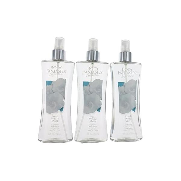 Fresh White Musk by Body Fantasies 3 Pack 8oz Fragrance Spray women