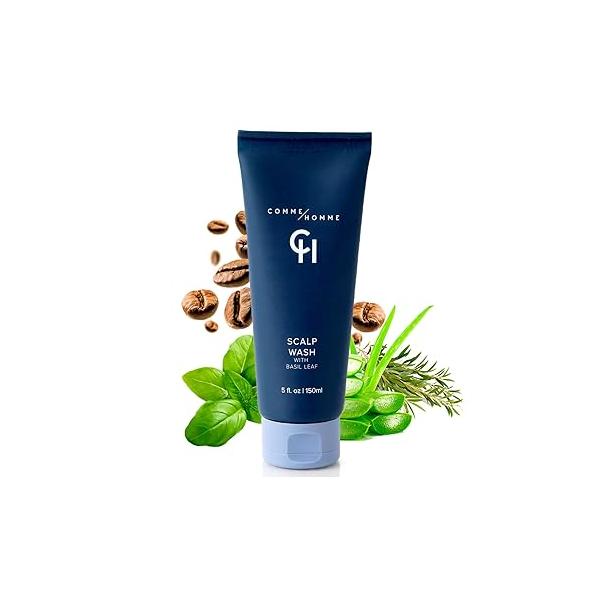 Comme Homme Hydrating Scalp Wash for Bald Men | Gently Cleanses, Soothes & Energizes with Basil, Aloe, Tree Tea Caffeine Face 5 fl. oz/ 150 ml