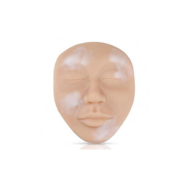 3D Vitiligo Skin Camouflage Tattoo Practice Face - Premium Silicone Full for Permanent Makeup, Perfect Artists and Beginners (Beige)