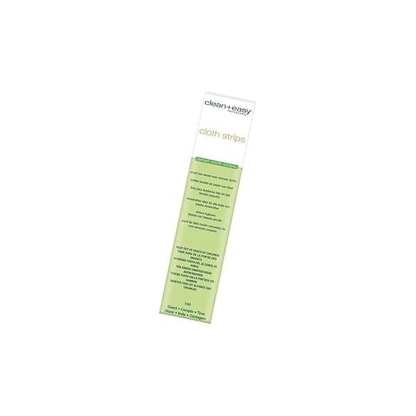 Clean + Easy Cloth Wax Strips - Non-Woven for Hair Removal, Salon and At-Home Use Face, Legs & Body, 3”x9”, 100 Count