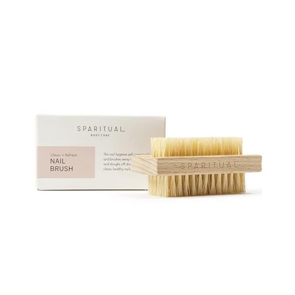 SPARITUAL Toe & Finger Nail Brush | Made with Sisal Hemp Bristles and FSC Certified Beechwood for Cleaning fingernails toenails Double sided nail scrubber two specific bristle lengths