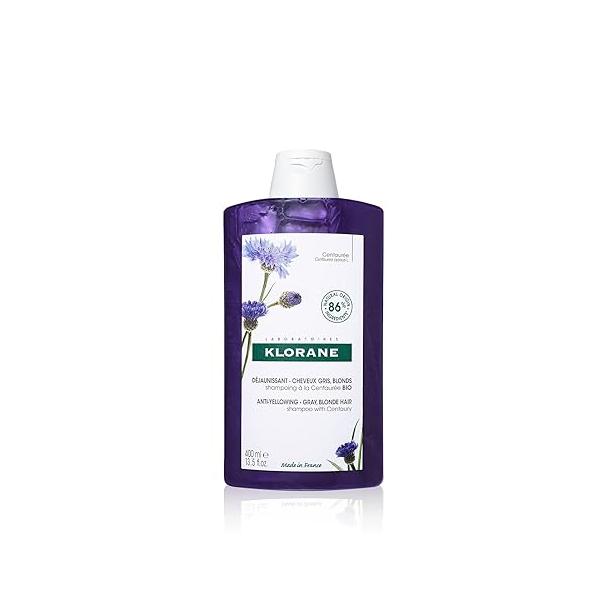 Klorane Shampoo with Centaury - Brightens Blonde, Platinum, Silver, Gray or White Hair Neutralizes Unwanted Yellow, Brassy, and Copper Tones Paraben, Silicone Sulfate-Free