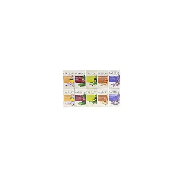 Yardley London Soap Bath Bar Bundle - 10 Bars: English Lavender, Oatmeal and Almond, Aloe Avocado, Cocoa Butter, Lemon Verbena 4 Ounce Bars (Pack of 10, Two each)