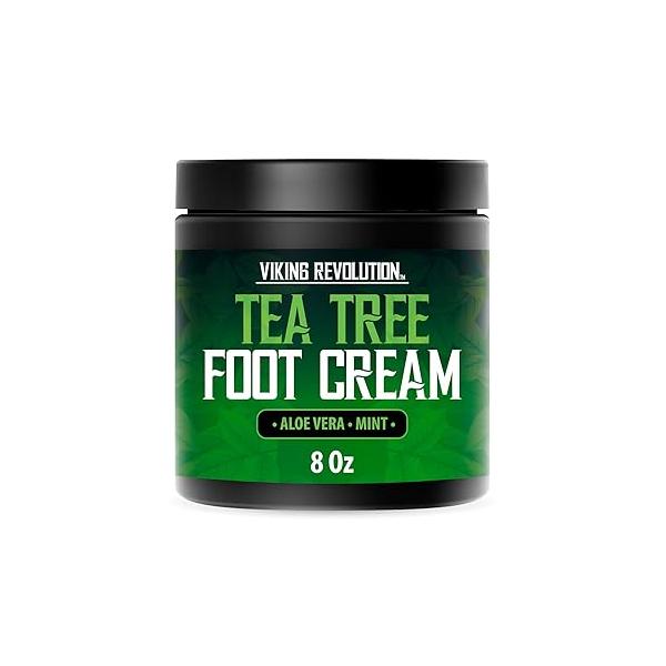 Viking Revolution Tea Tree Foot Cream for Dry Cracked Heels - Balm For Feet Repairing with Aloe Vera and Mint (8oz)