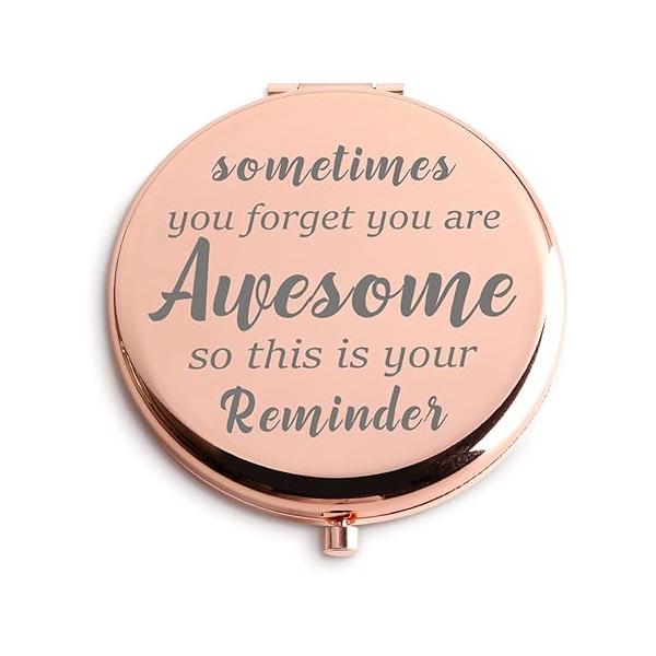 Inspirational Gifts Sometimes You Forget That Are Awesome Rose Gold Compact Makeup Mirror Boss Lady Birthday Thank Farewell Gift