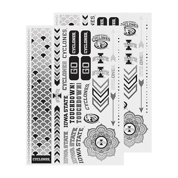 Littlearth NCAA Iowa State Cyclones Metallic Body Jewelry, 2 Full Sheets, White