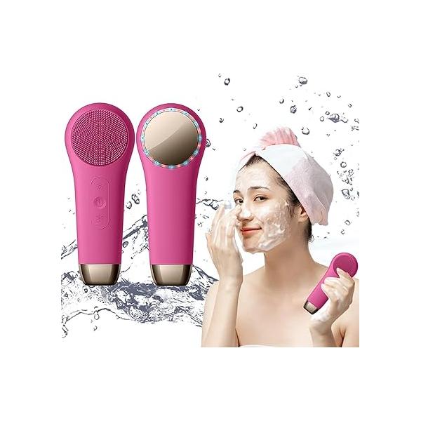 Rechargeable Silicone Electric Face Scrubber - Vibrating Facial Cleansing Brush for Deep & Exfoliation, Waterproof, Gentle on Skin, Men Women