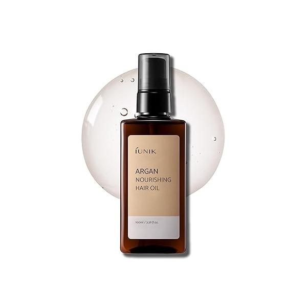 IUNIK Argan 3.9% Hair Oil Serum Nourishing for Dry and Damaged - Anti Frizz Lightweight Treatment Deep Conditioner Mask, Paraben Sulfate Free, Aceite de Cabello 3.38 Fl Oz Korean