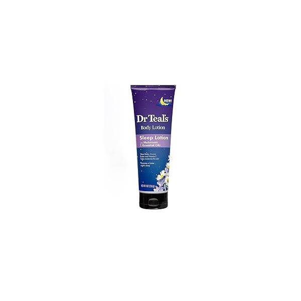 Dr. Teal's Nighttime Therapy Body Lotion with Melatonin (1 Bottle, 8oz) - Shea & Cocoa Butter Vitamin E Helps Create Healthier Looking Skin Essential Oils Promote a Better Nights Sleep
