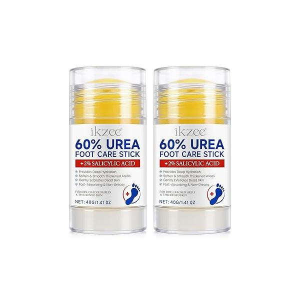 Urea Cream 60 Percent for Dry Cracked Heels, Feet, Hands, Knees & Elbows, Foot Balm Stick, Lotion Hand and - Maximum Strength Moisturizer Repair Rough, Skin, 2PCS