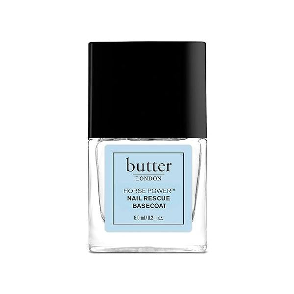 butter LONDON Base Coat Nail Polish, Horse Power - Rescue Basecoat Helps Restore & Repair Damaged Nails Strengthener Growth Prevent Staining, Gluten Free Care, 0.2 Fl Oz