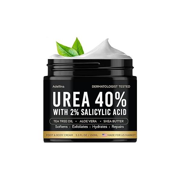 Urea Cream 40 Percent for Feet Maximum Strength, Foot Dry Cracked Heels Knees Elbows, 40% Repair Lotion 5.3 OZ