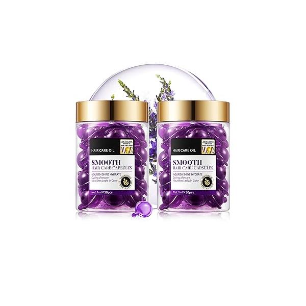 30PCS Hair Serum Oil Capsules, Moisturizing for Frizzy, Dry and Damaged Hair, Smooth, Non-greasy, Refreshing Long Lasting Nourishing Women(Coconut Oil)
