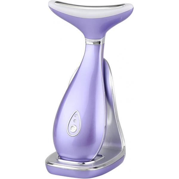 Lily Neck Face Massager, Sculpting Tool, Skin Rejuvenation Device with Thermal, Triple Action LED and Vibration, for Anti-Aging, Lifting Tightening Sagging (Pink)