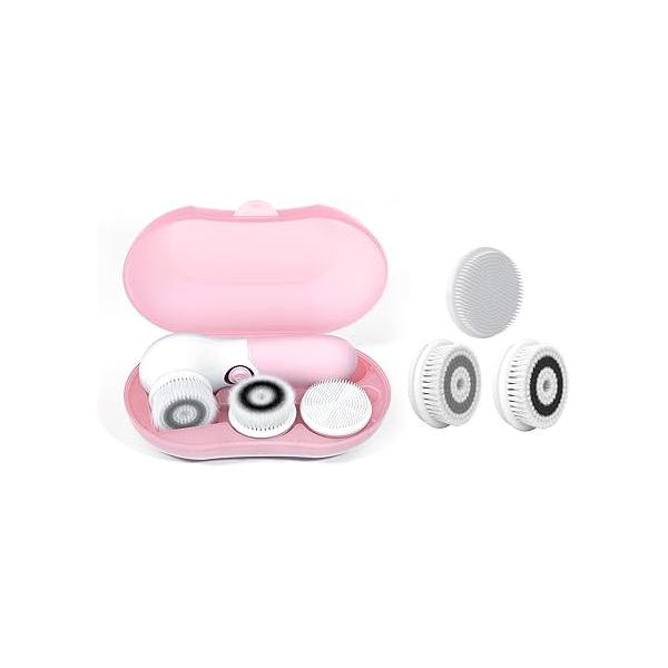 Facial Cleansing Brush Bundled with 3pcs Replacements(Pink)
