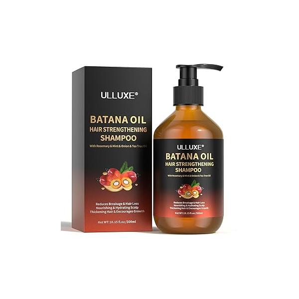 Batana Oil Hair Growth Shampoo, Strengthening Regrowth Shampoo for Men & Women with Thinning Loss, Infused Rosemary, Mint Nourishes Scalp, Sulfate Free All Types, 10.15 fl.oz