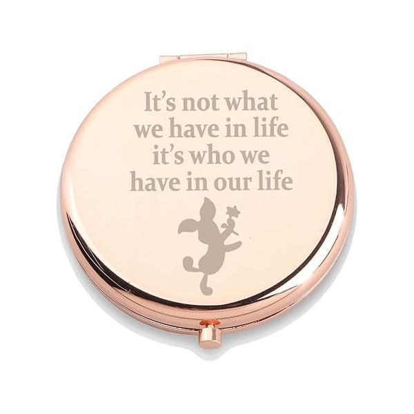 WUSUANED Piglet Pocket Mirror Friendship Makeup It’s Not What We Have in Life Who Our Jewelry Fans Gifts Cartoon Gift (Piglet Mirror)
