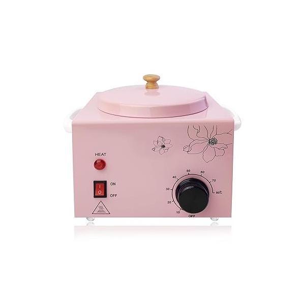 Portable Wax Warmer with Adjustable Temperature and 40 Sticks - Painless Hair Removal for Women Men (Pink-Double Pots)