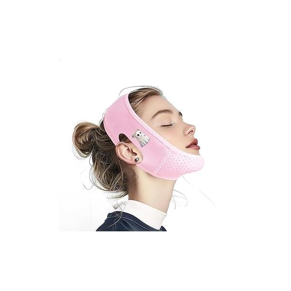 Chin Strap for Sleeping, V Line Lifting Mask, Halloween Decorations Ghost Walking, Reusable Face Strap, Jaw Exerciser (pink)