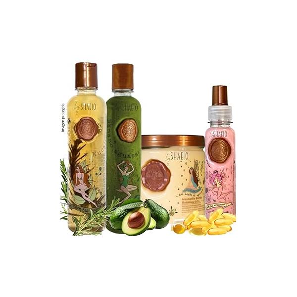 RITUAL BOTANICO Kit Crecimiento Acelerado y Reparación S.O.S.: Shampoo de Romero, Mascarilla para el Cabello con Colageno, Acondicionador Intensivo PLEX, Termoprotector cabello (Incluye Obsequio)
