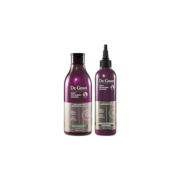Dr. Groot Scalp Revitalizing Solution Regrowth Bundle for Hair Loss, Korean Care, Thickening Shampoo & Miracle In Shower Treatment Set Thinning, Dry, Frizzy