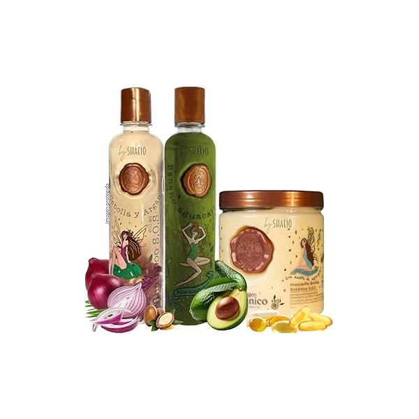 RITUAL BOTANICO KIT 3 Crecimiento Acelerado Ultra Reparador S.O.S de Origen Botánico: Shampoo Cebolla, Mascarilla para el Cabello Bomba Capilar, Acondicionador Intensivo PLEX (+ OBSEQUIO)