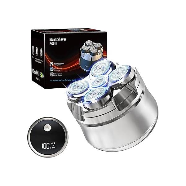 Head Shavers for Bald Men- Magnetic Electric Face Shaver IPX6 Waterproof Men, Wet/Dry LED Display Rechargeable Rotary Grooming with Type-C Charge (A)