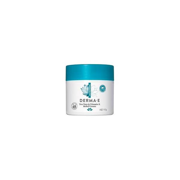Derma E Tea Tree and Vitamin Relief Cream - Deeply Moisturizing Lotion Soothes, Calms Nourishes Dry, Irritated Skin, 4 oz