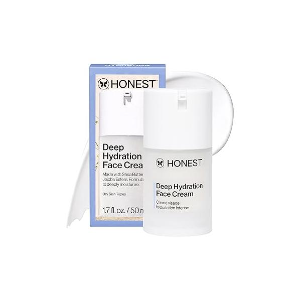 Honest Beauty Deep Hydration Face Cream for Dry Skin | Hydrates + Supports Natural Moisture Barrier Hypoallergenic Gentle Sensitive 1.7 fl oz