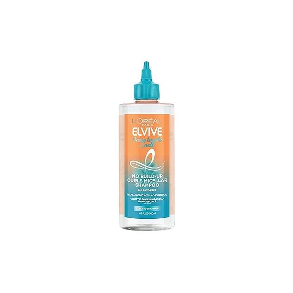 L’Oréal Paris Elvive Dream Lengths Curls No Build-Up Micellar Shampoo, Sulfate-Free, Silicone-Free, Paraben-Free with Hyaluronic Acid and Castor Oil. Best for curly hair to coily hair, 16.9 fl oz