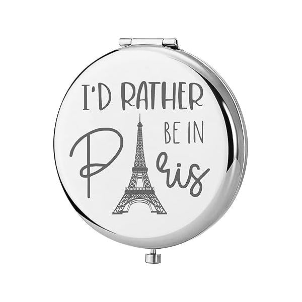 KEYCHIN Eiffel Tower Pocket Mirror Visit Paris Gifts I'd Rather Be in Compact Makeup France Souvenir (in Paris-S)