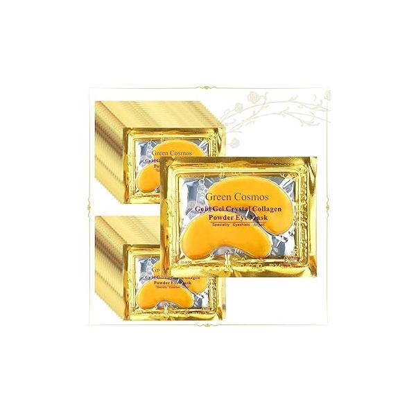 Green Cosmos. 30 Pairs 24k Gold Under Eye Patches, Crystal Collagen Mask, Dark Circles Treatments, Removes Bags, Gel Pads for smooth skin, puffiness