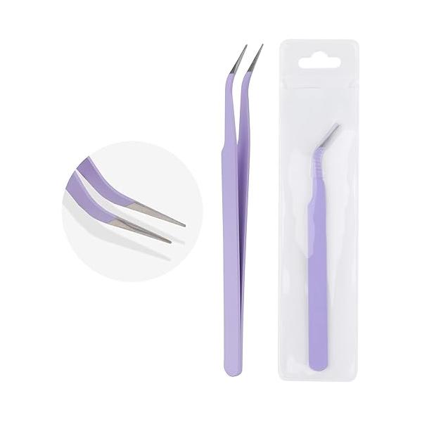 WENDY Lash Tweezers for Eyelash Extensions, Precision Fiber Stainless Steel Applicator Tool False Eyelashes, Mega Volume lash-tweezers Use at Home