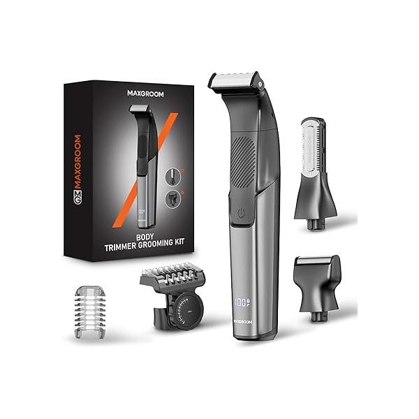 Manscape 3-in-1 Body Hair Trimmer for Men, Double-Sided Intimate Razor & Ball in Pubic/Groin, Waterproof Shaver Grooming Kit with LED Display Travel Lock, Gifts Him Dad