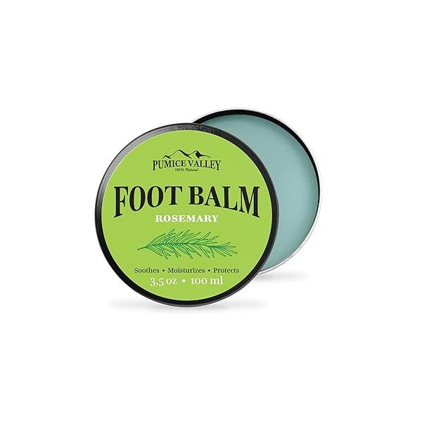 Pumice Valley Foot Balm Cream for Dry Cracked Heels and Feet - Natural Moisturizer Calluses Treatment Rosemary Lotion 3.5 Oz