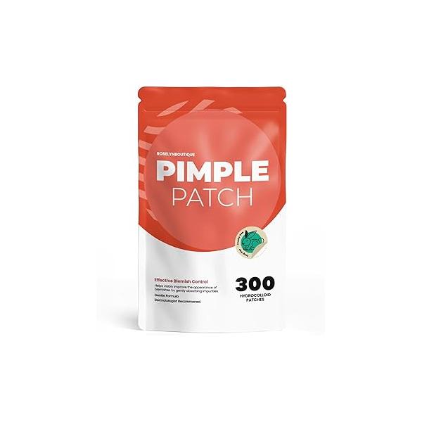 Pimple Patches for Face 300 Counts 4 Sizes by ROSELYNBOUTIQUE - Hydrocolloid Acne with Tea Tree Oil, Zits Blemishes Pore Strips Vegan Facial Skin Care Products Cruelty-Free