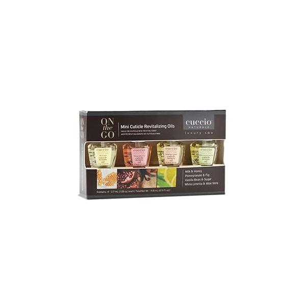 Cuccio Naturale Mini Cuticle Revitalizing Oils - Hydrating Repair for Dry Skin & Nails Paraben Cruelty-Free, Spa Fragrances 4 pc