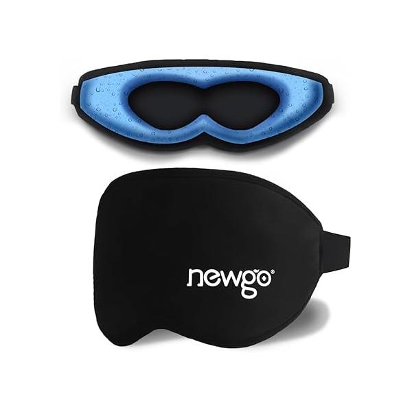 NEWGO Cooling Gel Eye Mask 3D Soft Cold Mask, Ice Pack with Zero Pressure Hot Therapy Blackout Sleep for Puffiness, Dark Circles, Dry Eyes, Headaches and Stress Relief
