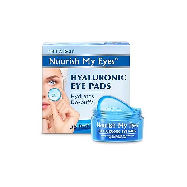 Fran Wilson Nourish My Eyes Eye Pads - Soothe Tired Eyes, Reduce Puffiness & Dark Circles, hydrates the skin around eyes 36 Count Cooling Refreshing, Instantly (Hyaluronic)